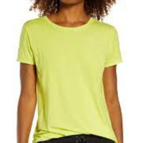 NWT ZELLA NORDSTROM PERFORMANCE T-SHIRT NEON YELLOW SZ M - Picture 1 of 5